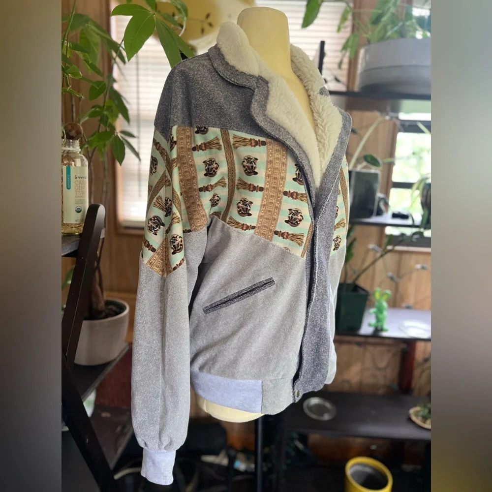 velour‎ tired print jacket bomber unisex unique print
